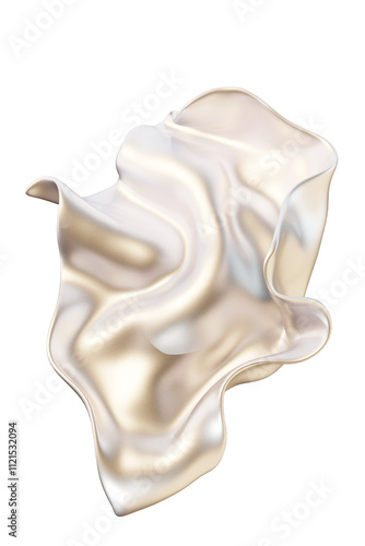 Shiny iridescent white flowing cloth, dreamy futuristic 3D render