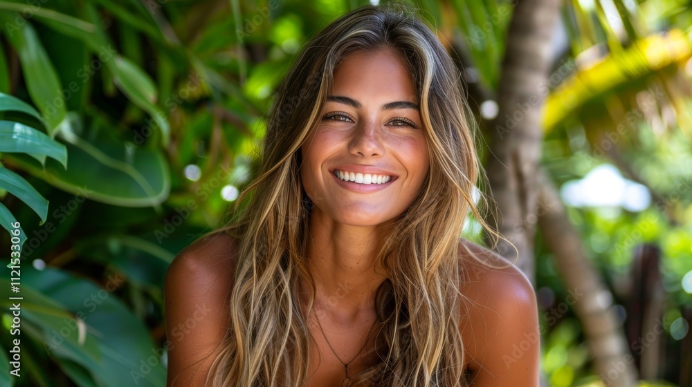 Young woman embraces wellness in a tropical spa surrounded by lush greenery and natural beauty Young woman embraces wellness in a tropical spa surrounded by lush greenery and natural beauty