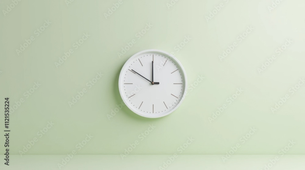 Minimalist Clock on Pastel Wall with Clean Design Minimalist Clock on Pastel Wall with Clean Design