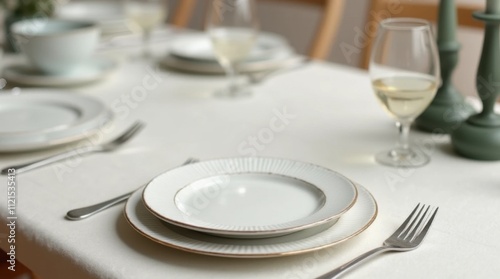 Wallpaper Mural Minimalist Dining Table Setup with Elegant Plates and Cutlery Torontodigital.ca