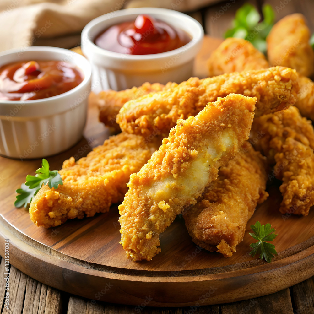 a closeup of breaded chicken fingers golden and cr a closeup of breaded chicken fingers golden and cr