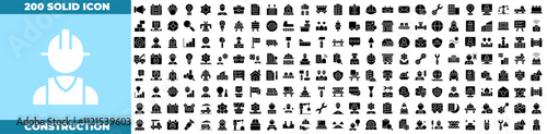 Construction Solid Editable Icons set.