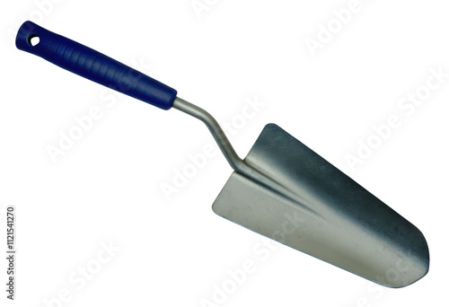 Gardening hand trowel with blue handle isolated with transparent background photo