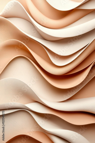 Abstract layered brown and beige colors waves with smooth textures forming a dynamic and artistic background.