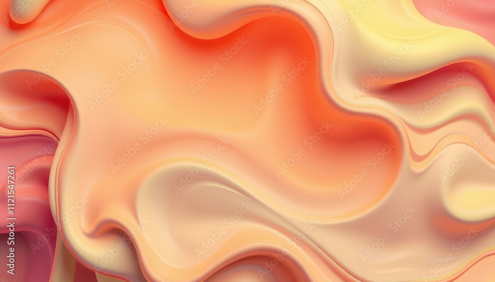 Fototapeta premium Abstract swirling peach and yellow liquid forms
