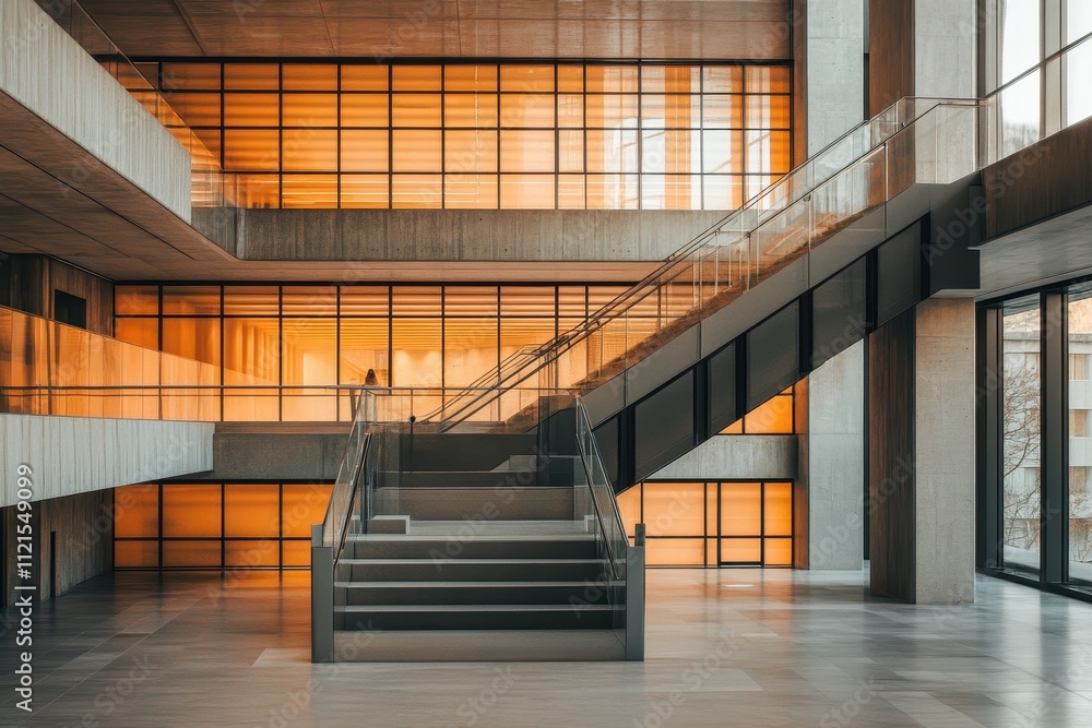 Obraz premium Modern Interior with Dramatic Lighting and Architectural Details