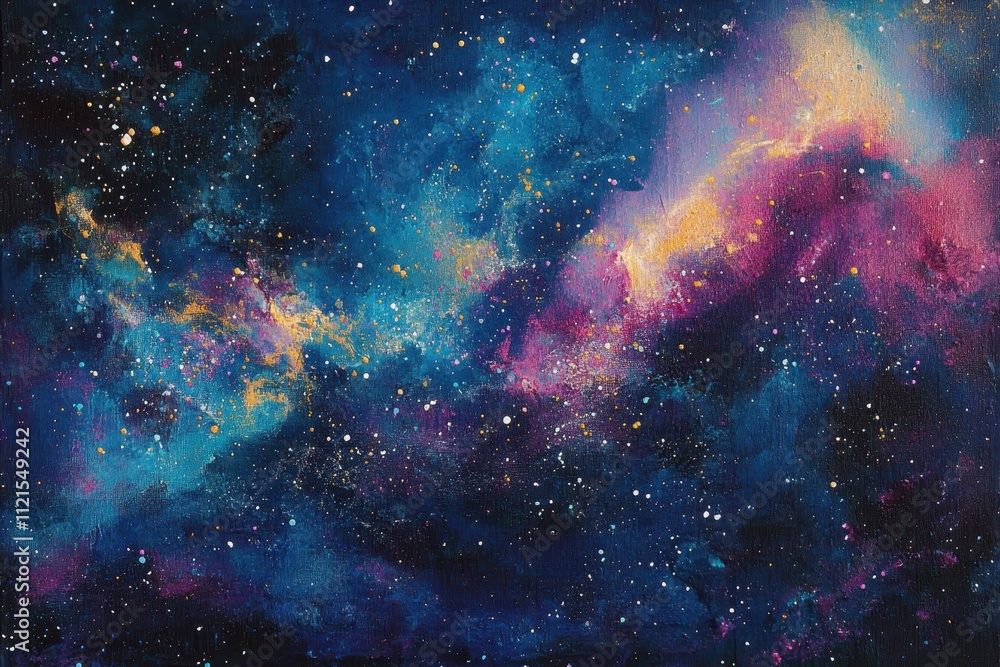 Obraz premium Abstract Painting Depicting a Starry Night Sky with Nebulae