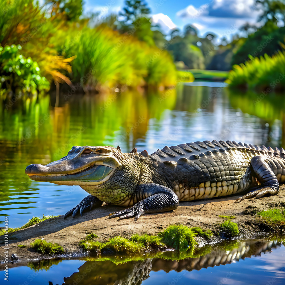 Fototapeta premium aligator near a river