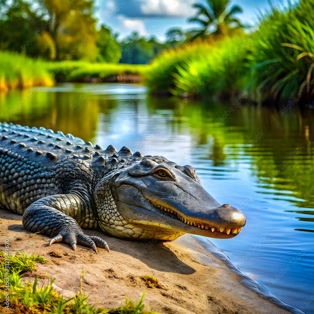 Fototapeta premium aligator near a river