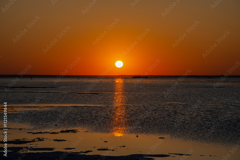 Sunset on Lake Baskunchak. Astrakhan region, Russia Sunset on Lake Baskunchak. Astrakhan region, Russia