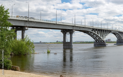 Fragment of the bridge over the Volga River between the satellite cities of Saratov and Engels #1121550482