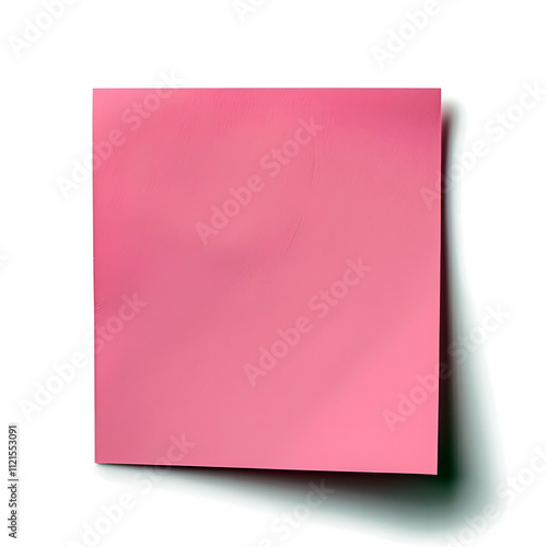 Blank Sticky Pink Paper Note with Shadow on White Background – Perfect for Stationery, Productivity Concepts, Office Branding, Stationery, E-commerce, Ads, Blogs, Social Media, Presentations