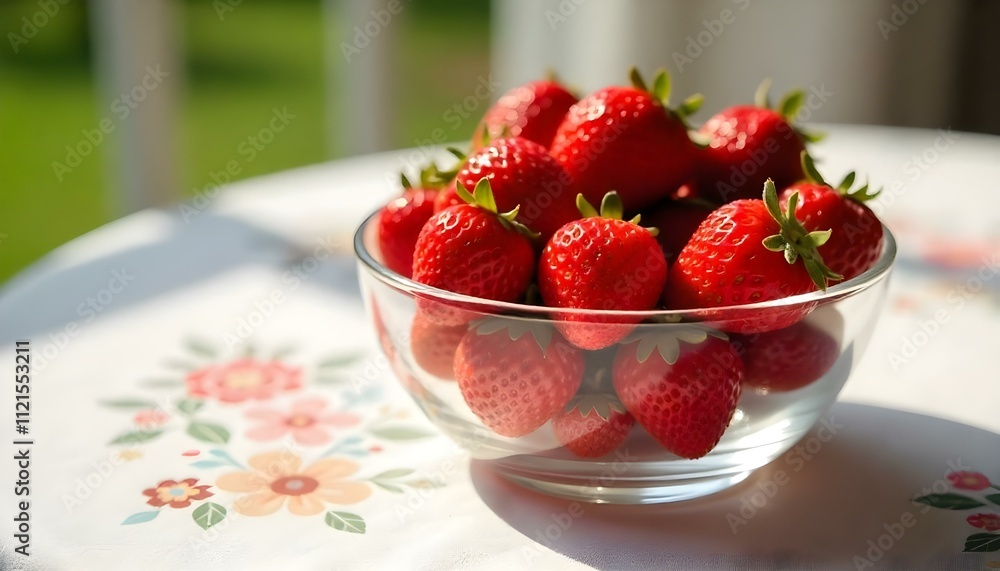 strawberries in a glass bowl strawberries in a glass bowl