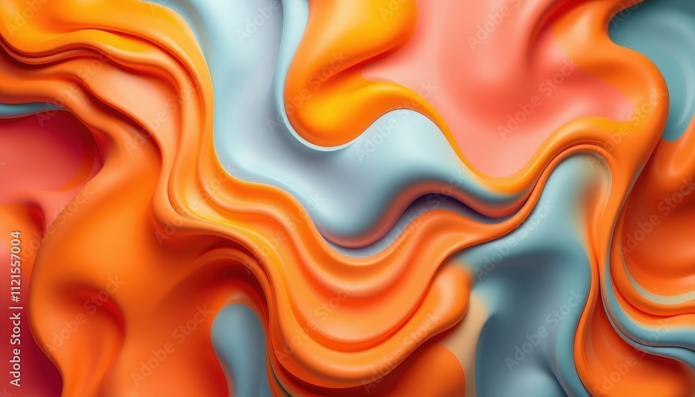 Fototapeta premium Abstract Orange and Blue Liquid Wave Pattern