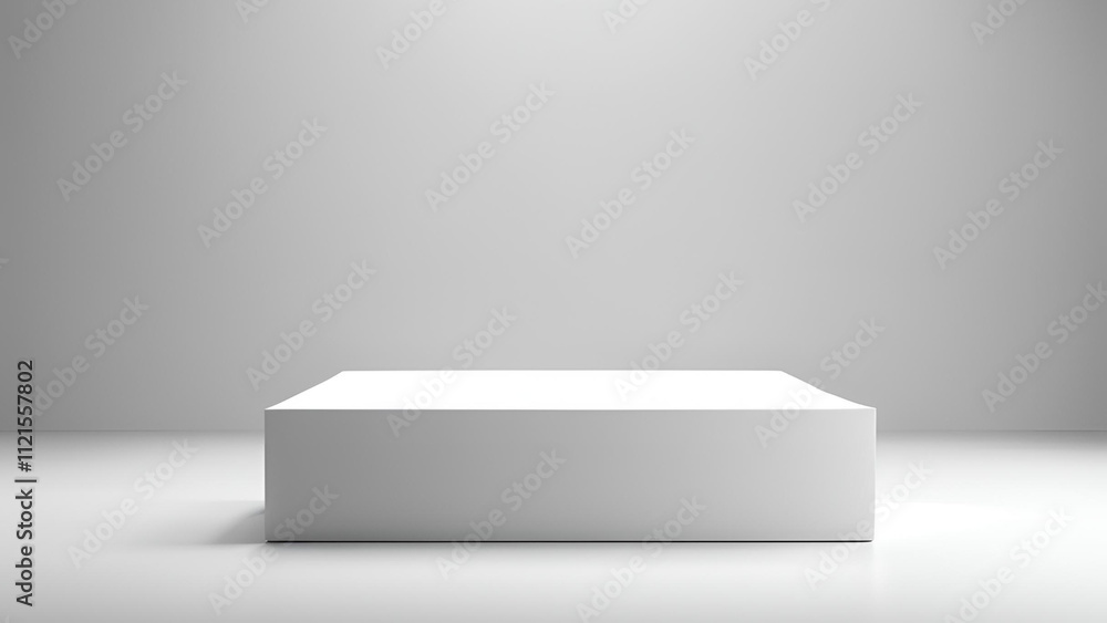 An unoccupied podium or pedestal presented on a white background, highlighting a box stand design. This creates a neutral product shelf setting An unoccupied podium or pedestal presented on a white background, highlighting a box stand design. This creates a neutral product shelf setting