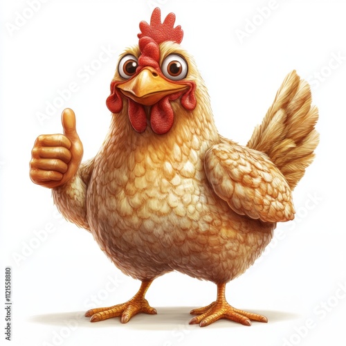 Happy Cartoon Hen Giving Thumbs Up Farm Animal Illustration Poultry Mascot