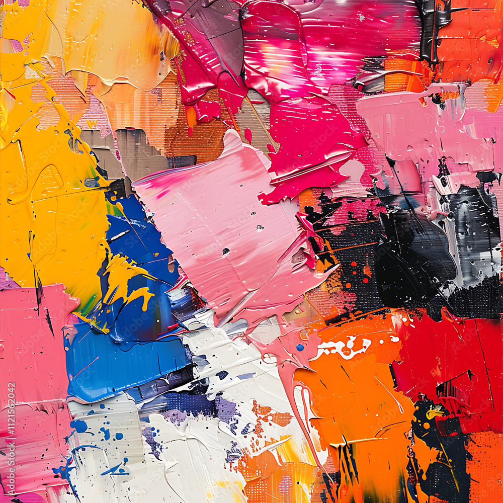 Fototapeta premium Abstract Art Concept on Canvas Featuring Vibrant Colors and Expressive Textures, Perfect for Modern Decor and Inspirational Ambiance in Various Spaces