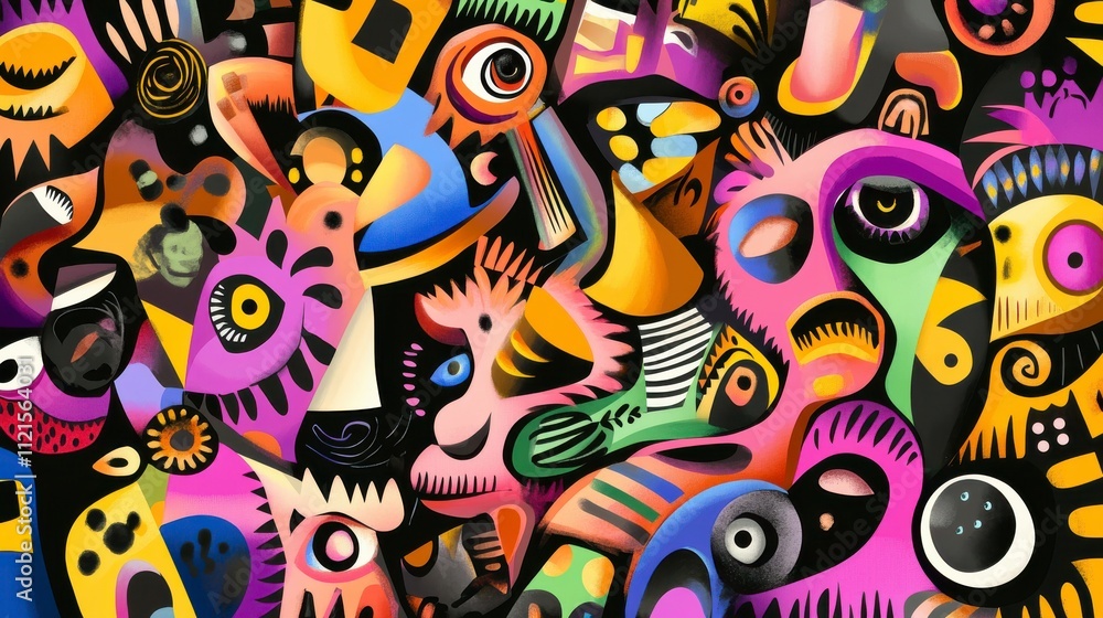 Fototapeta premium Abstract Colorful Composition with Intricate Shapes and Bold Colors