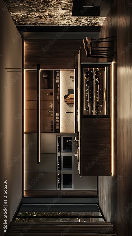 A kitchen with a large island and a wine cooler A kitchen with a large island and a wine cooler