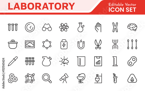 Laboratory Icon Set. A meticulously designed collection of icons for scientific research, experimentation, and research presentations to convey professionalism and innovation.