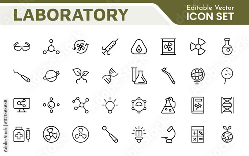 Laboratory Icon Set. A meticulously designed collection of icons for scientific research, experimentation, and research presentations to convey professionalism and innovation.