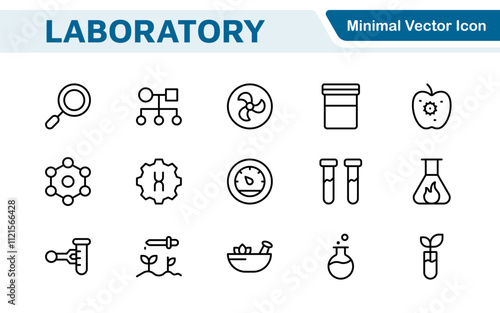 Laboratory Icon Set. A meticulously designed collection of icons for scientific research, experimentation, and research presentations to convey professionalism and innovation.