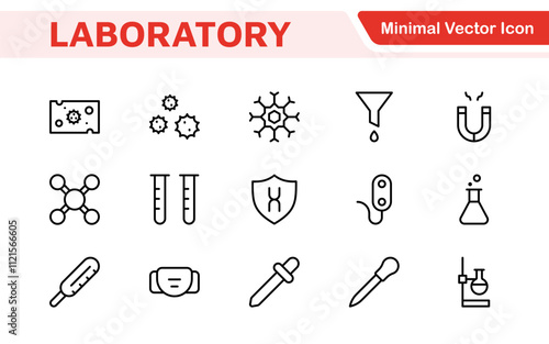 Laboratory Icon Set. A meticulously designed collection of icons for scientific research, experimentation, and research presentations to convey professionalism and innovation.