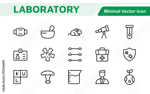 Laboratory Icon Set. A meticulously designed collection of icons for scientific research, experimentation, and research presentations to convey professionalism and innovation.