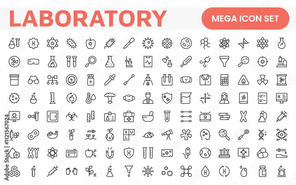Laboratory Icon Set. A meticulously designed collection of icons for scientific research, experimentation, and research presentations to convey professionalism and innovation. Laboratory Icon Set. A meticulously designed collection of icons for scientific research, experimentation, and research presentations to convey professionalism and innovation.