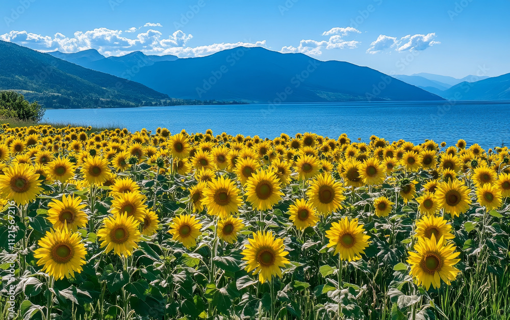 Obraz premium sunflowers in the mountains