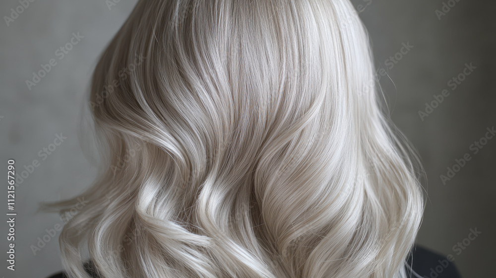 Fototapeta premium Silky blonde hair with soft waves, showcasing stunning look