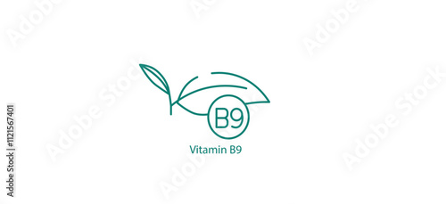 Vitamin B9 Icon: Vitamin B9 Vector Icon - Essential Nutrient for DNA and Cell Growth