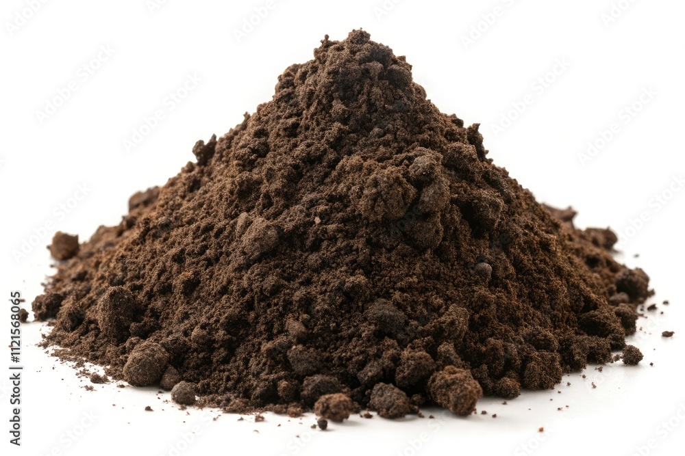 Rich Dark Humus Soil Pile Isolated, Organic Compost, Gardening Texture, Brown Earth Background Rich Dark Humus Soil Pile Isolated, Organic Compost, Gardening Texture, Brown Earth Background