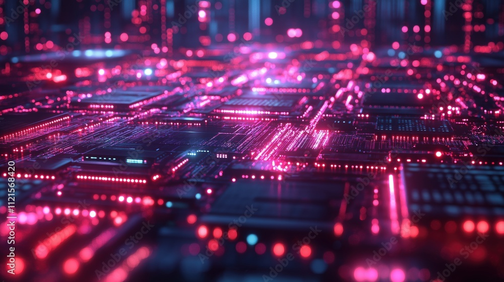 Obraz premium A computer chip with many lights on it
