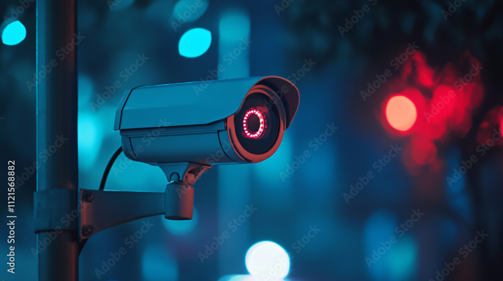 A thermal surveillance camera monitoring activities in low-light conditions. A thermal surveillance camera monitoring activities in low-light conditions.