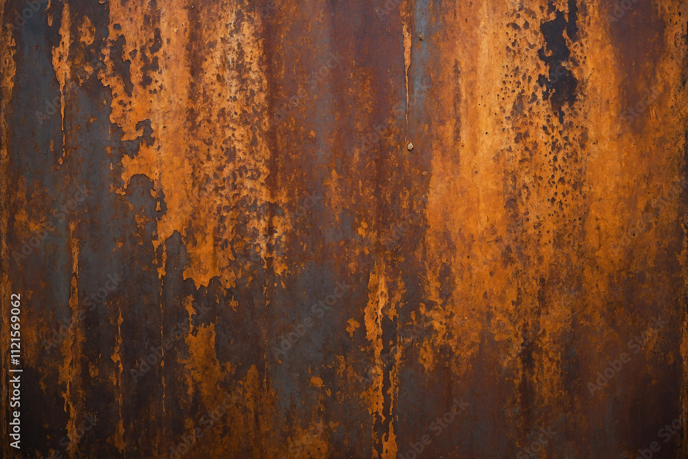 Fototapeta premium rusted metal sheet with deep orange and brown tones forming abstract patterns