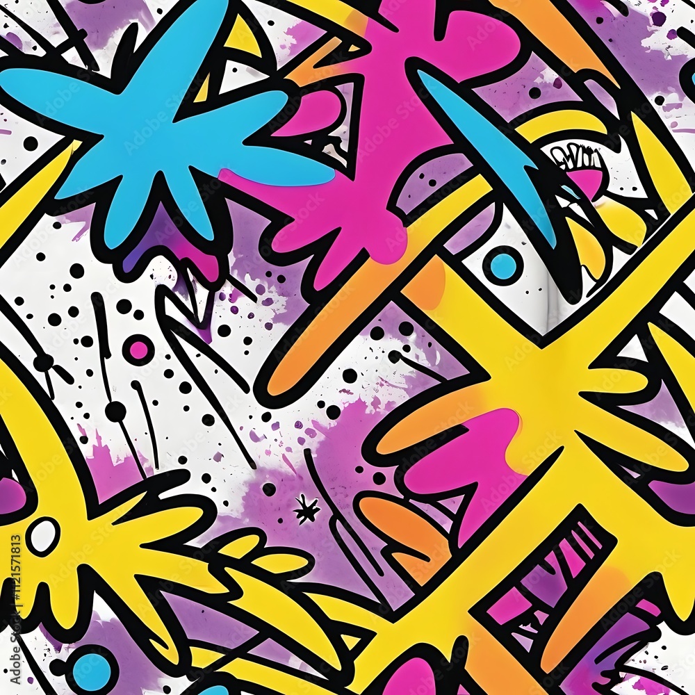 Abstract Graffiti Art: A vibrant and energetic burst of color and texture, with bold strokes and dynamic shapes forming an intricate pattern. Abstract Graffiti Art: A vibrant and energetic burst of color and texture, with bold strokes and dynamic shapes forming an intricate pattern.