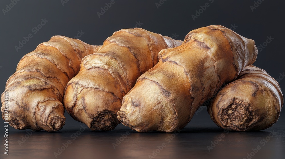 Closeup of Fresh Ginger Roots: A Culinary and Health Delight Closeup of Fresh Ginger Roots: A Culinary and Health Delight