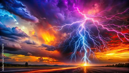 Wallpaper Mural Stunning Composite Abstract Lightning Image with Dramatic Effects, Light Trails, and Vibrant Colors for Creative Designs and Backgrounds Torontodigital.ca