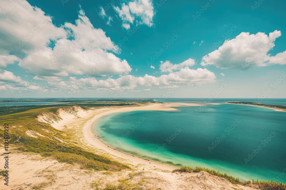 Vibrant Color Visual of Beautiful Summer Landscape of Sea Coast and Dunes, High Detail, 8K Vibrant Color Visual of Beautiful Summer Landscape of Sea Coast and Dunes, High Detail, 8K