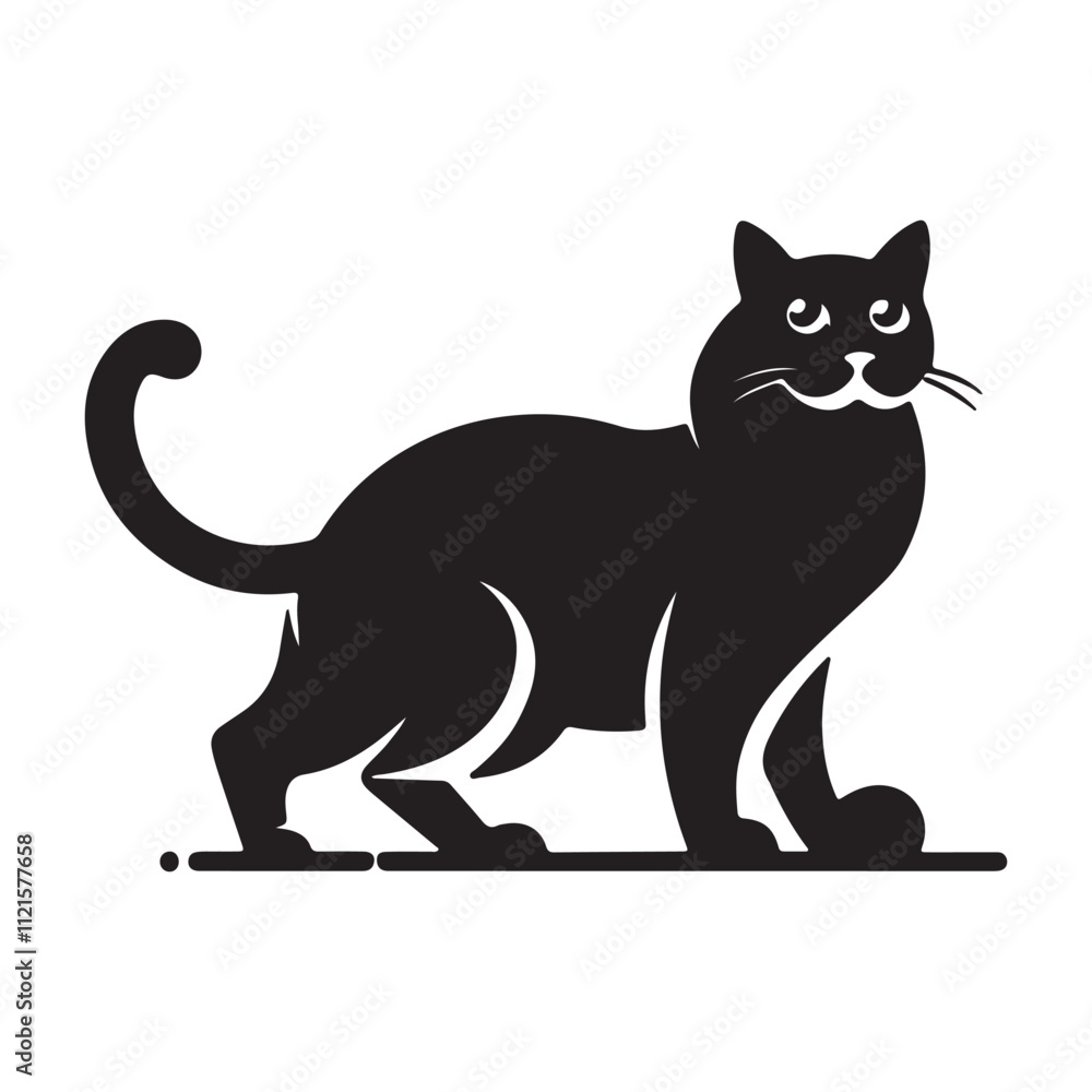 cat silhouette image logo icon in white background cat silhouette image logo icon in white background