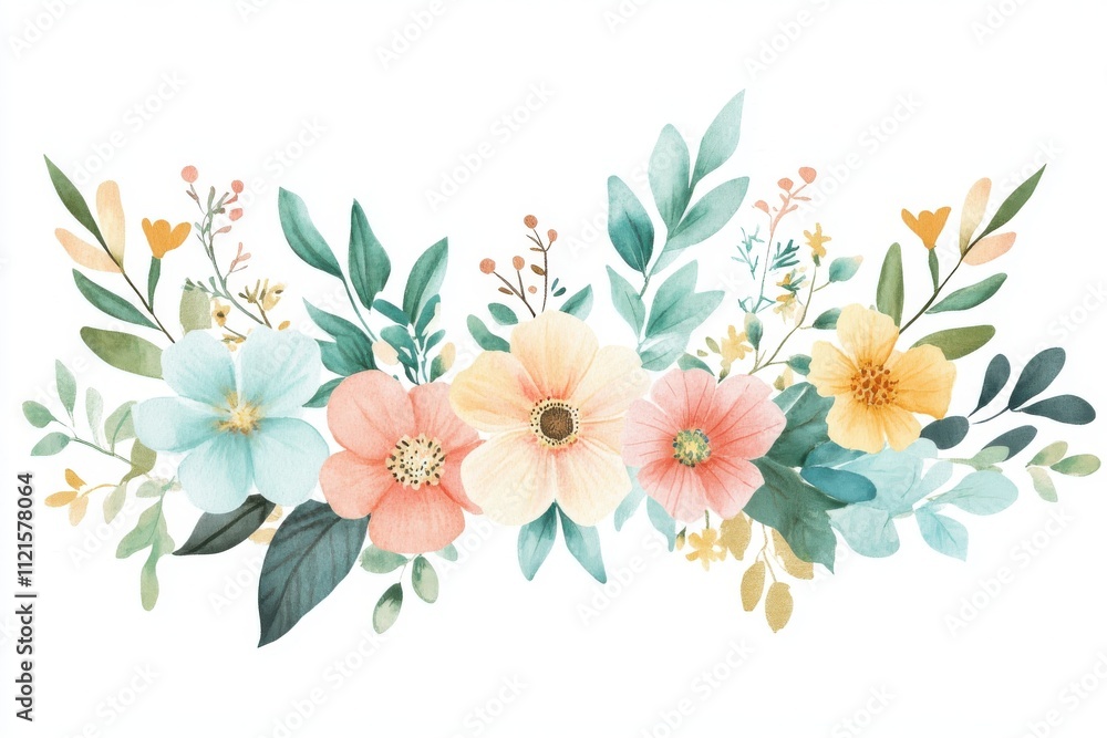 Obraz premium light bouquet of flowers on white
