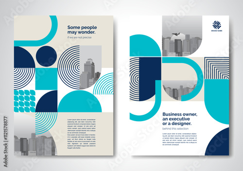 Template vector design for Brochure, AnnualReport, Magazine, Poster, Corporate Presentation, Portfolio, Flyer, infographic, layout modern with blue color size A4, Front and back, Easy to use and edit.