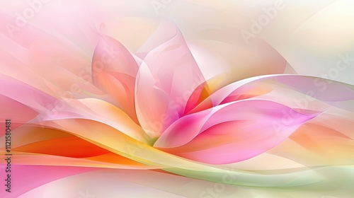 An abstract depiction of a delicate flower in soft pastel colors, radiating tranquility and beauty.