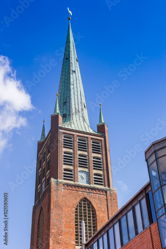 Obraz na płótnie Tower of the historic Schweizer Kirche church in Emden, Germany w salonie