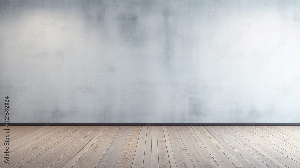 Spacious minimalist empty room with hardwood flooring and bright concrete wall backdrop perfect for interior design photography filming or art gallery setting Spacious minimalist empty room with hardwood flooring and bright concrete wall backdrop perfect for interior design photography filming or art gallery setting