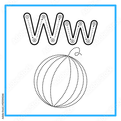 tracing alfabet trace watermelon illustration