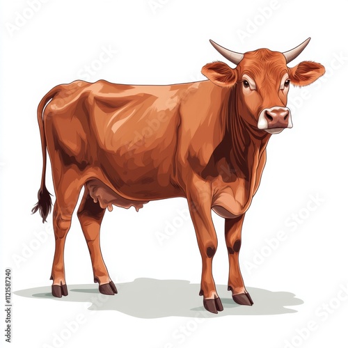 Brown Sahiwal Cow Farm Animal Dairy Cattle Agriculture Illustration photo