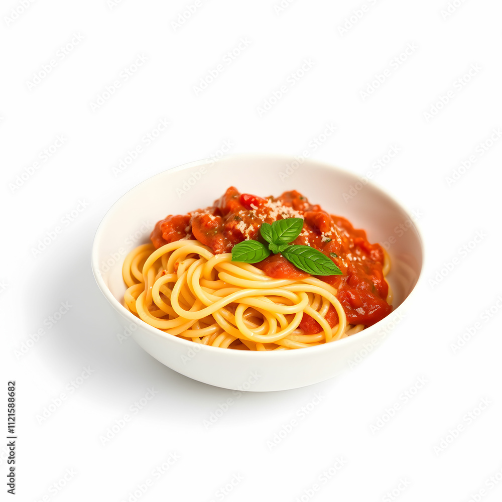 Pasta Fettuccine Bolognese with tomato sauce in white bowl Pasta Fettuccine Bolognese with tomato sauce in white bowl