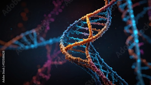 DNA Double Helix. Stunning abstract visualization, ideal for desktop wallpaper of background.  